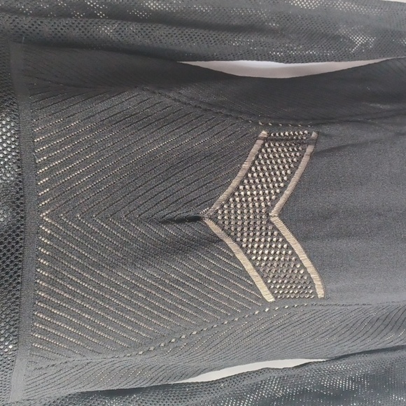 Calvin Klein meshed long sleeved textured bodycon black dress NWT, nude lining - Picture 3 of 8